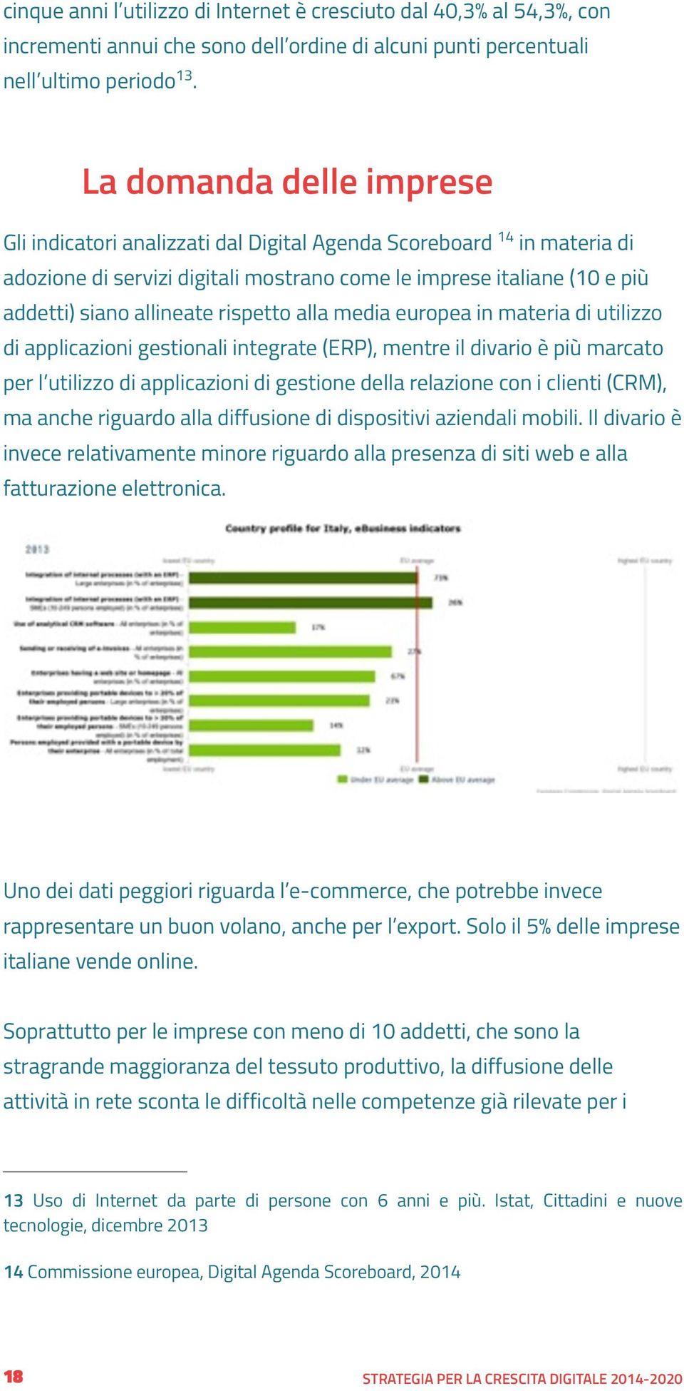 rispetto alla media europea in materia di utilizzo di applicazioni gestionali integrate (ERP), mentre il divario è più marcato per l utilizzo di applicazioni di gestione della relazione con i clienti