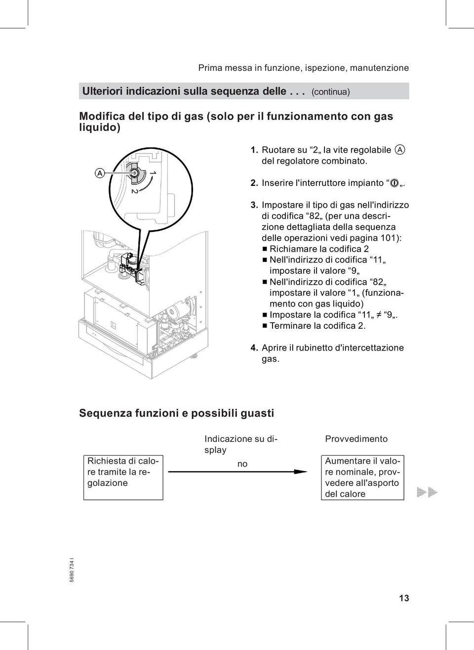 Impostare il tipo di gas nell'indirizzo di codifica 82 (per una descrizione dettagliata della sequenza delle operazioni vedi pagina 101): & Richiamare la codifica 2 & Nell'indirizzo di codifica 11