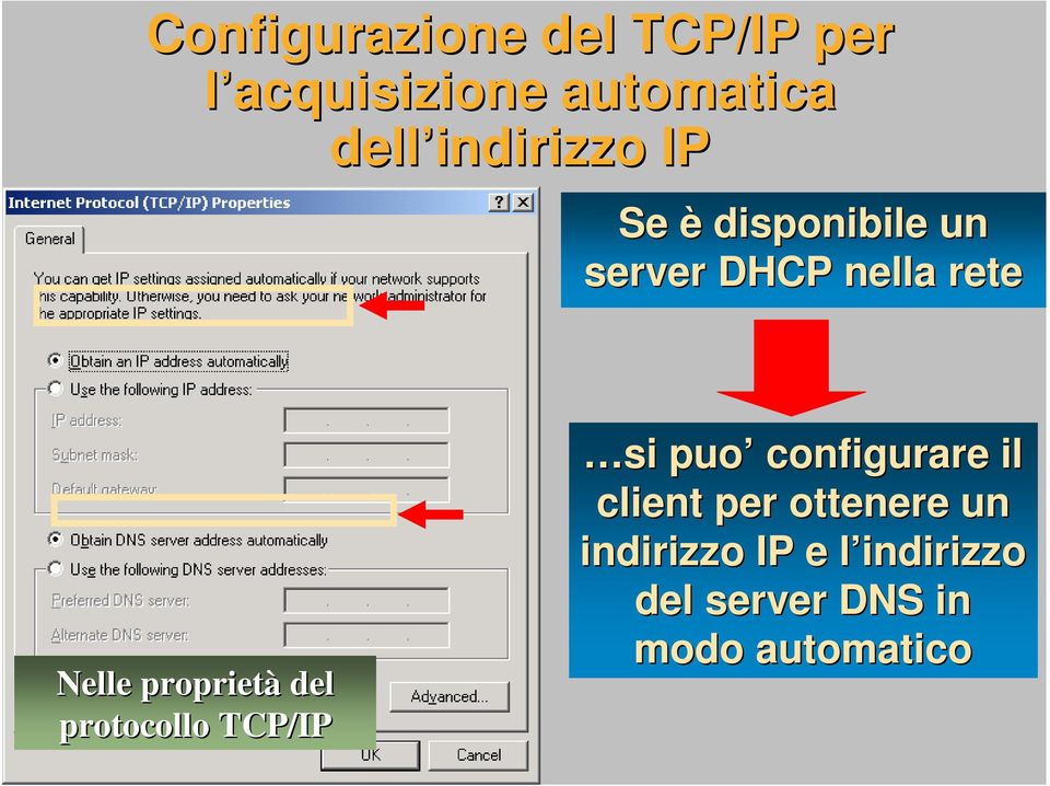 proprietà del protocollo TCP/IP si puo configurare il client per