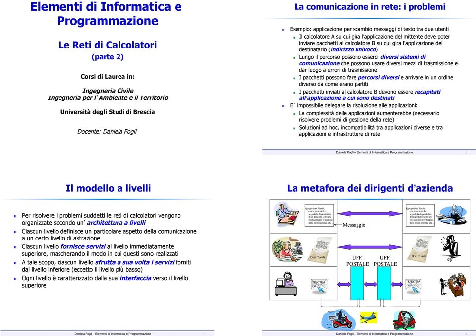 Il calcolatore A su cui gira l applicazione del mittente deve poter inviare pacchetti al calcolatore B su cui gira l applicazione del destinatario (indirizzo univoco)!