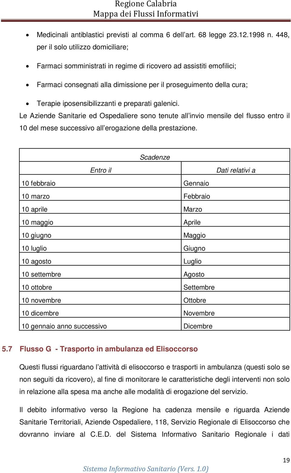 iposensibilizzanti e preparati galenici. Le Aziende Sanitarie ed Ospedaliere sono tenute all invio mensile del flusso entro il 10 del mese successivo all erogazione della prestazione.