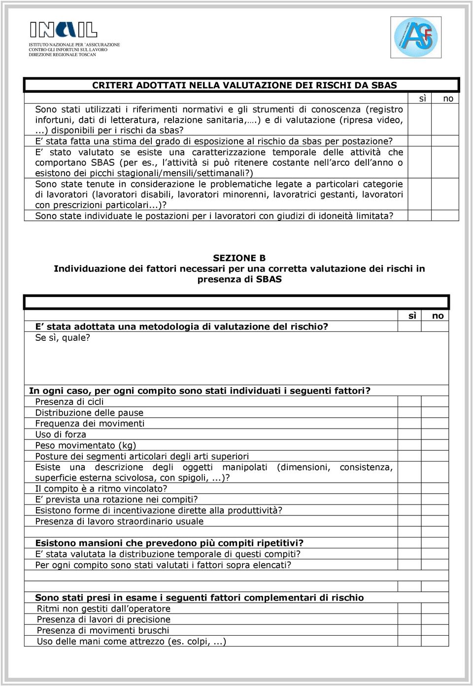 E stato valutato se esiste una caratterizzazione temporale delle attività che comporta SBAS (per es.