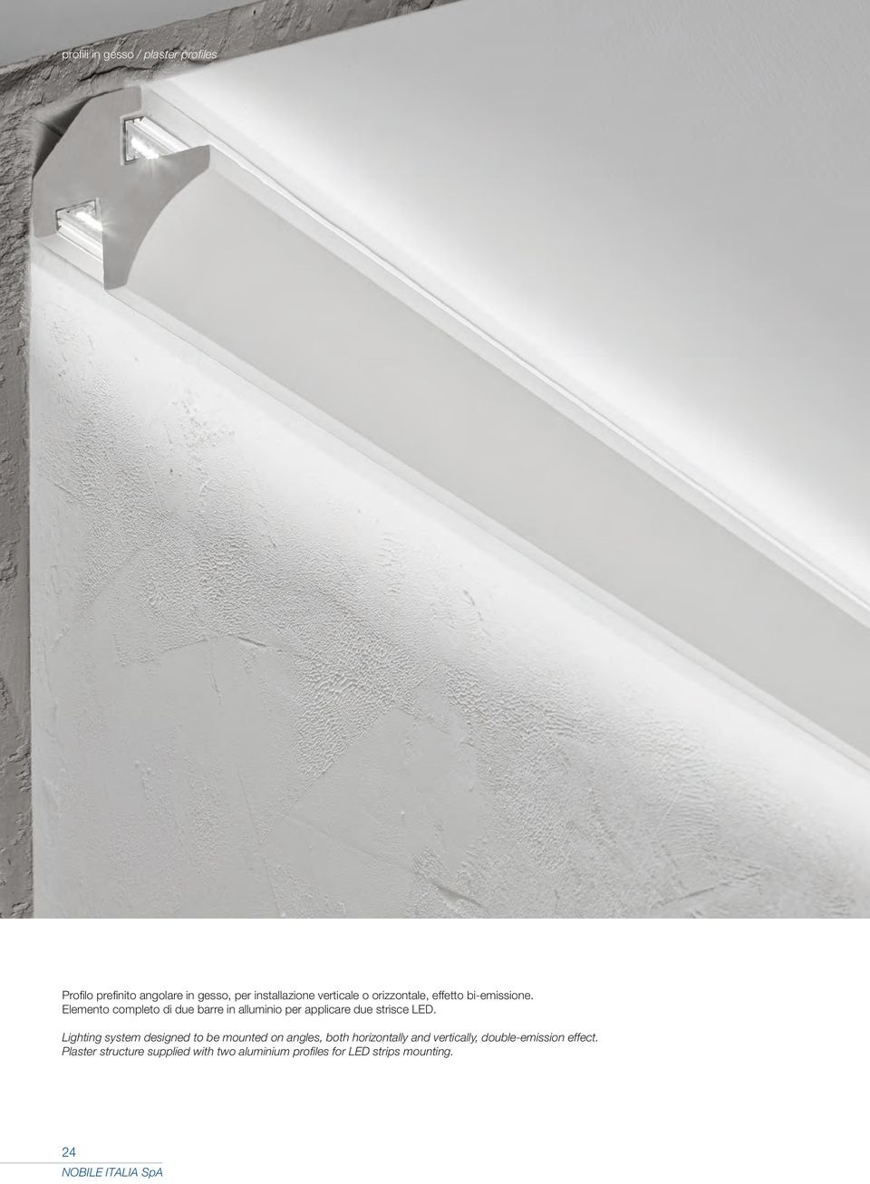 Lighting system designed to be mounted on angles, both horizontally and vertically,