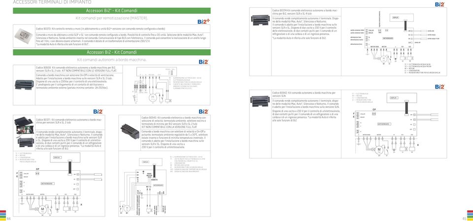 bordo. Possibilità di controllo fino a 30 unità. Selezione delle modalità Max, Auto*, Silenzioso e Notturno. Sonda ambiente inserita nel comando. Comunicazione di tipo BUS con l elettronica.