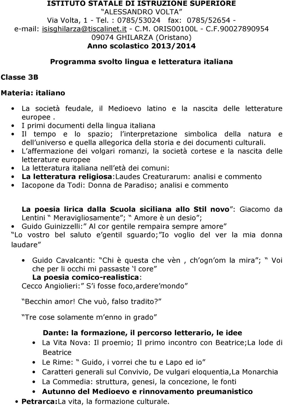 Programma Svolto Lingua E Letteratura Italiana Pdf Free Download