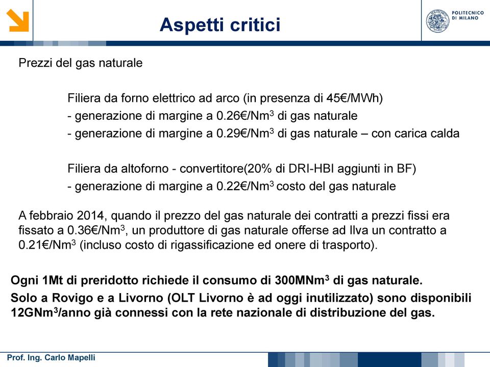22 /Nm 3 costo del gas naturale A febbraio 2014, quando il prezzo del gas naturale dei contratti a prezzi fissi era fissato a 0.