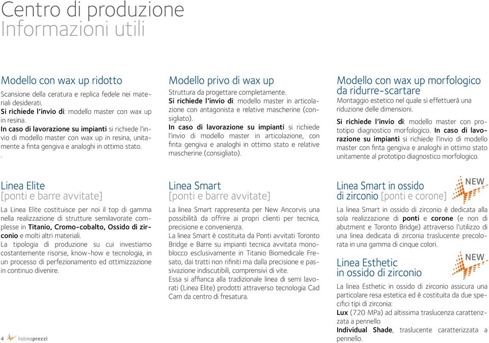 . Modello privo di wax up Struttura da progettare completamente. Si richiede l invio di: modello master in articolazione con antagonista e relative mascherine (consigliato).