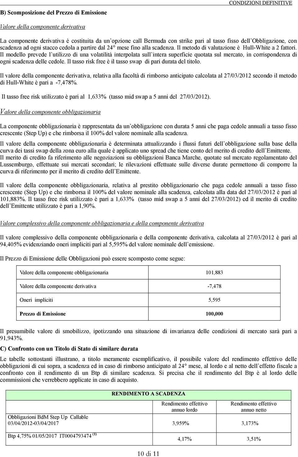 Il modello prevede l utilizzo di una volatilità interpolata sull intera superficie quotata sul mercato, in corrispondenza di ogni scadenza delle cedole.