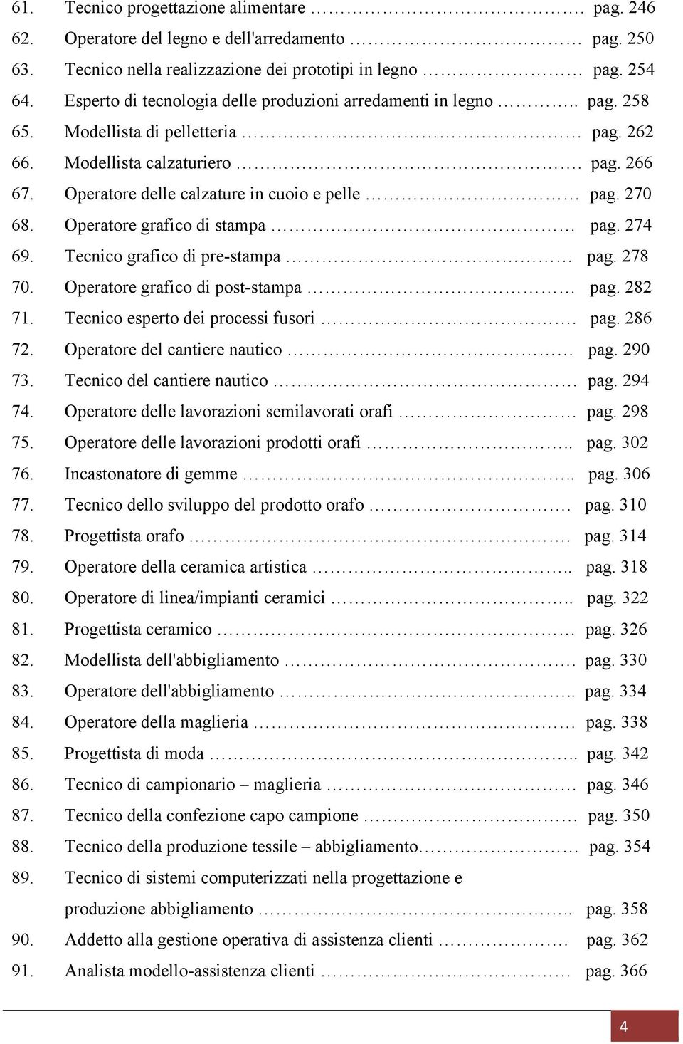 270 68. Operatore grafico di stampa pag. 274 69. Tecnico grafico di pre-stampa pag. 278 70. Operatore grafico di post-stampa pag. 282 71. Tecnico esperto dei processi fusori. pag. 286 72.