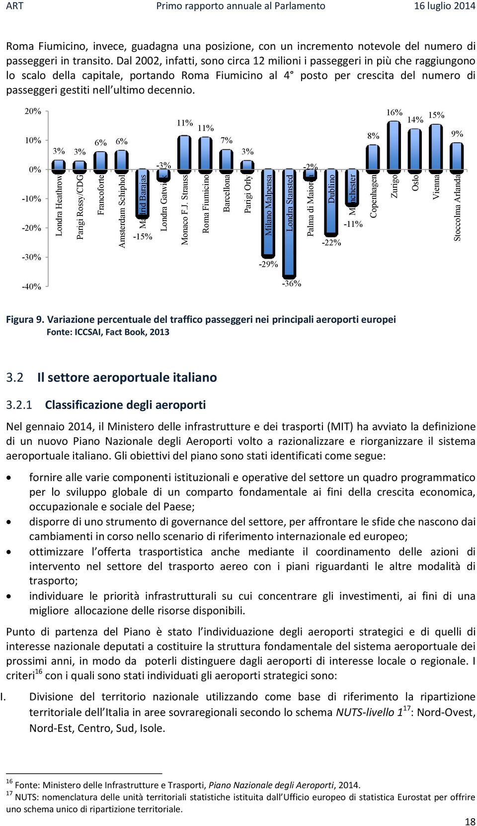 Parlamento 16 luglio 2014 Roma Fiumicino, invece, guadagna una posizione, con un incremento notevole del numero di passeggeri in transito.