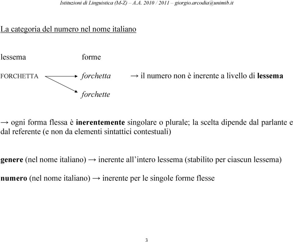 parlante e dal referente (e non da elementi sintattici contestuali) genere (nel nome italiano) inerente all