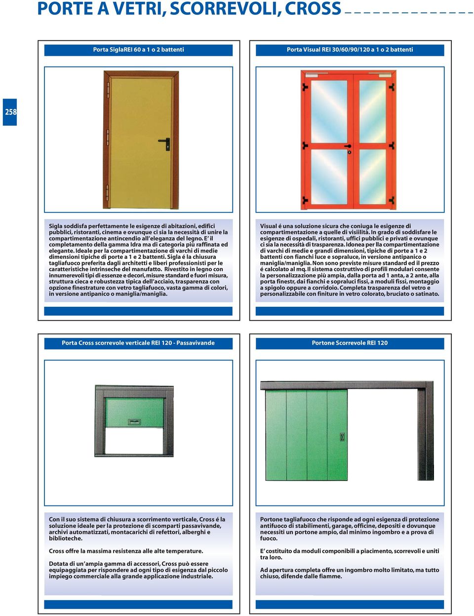 Ideale per la compartimentazione di varci di medie tipice di porte a 1 e battenti.