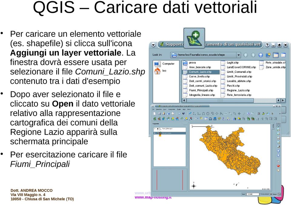 La finestra dovrà essere usata per selezionare il file Comuni_Lazio.