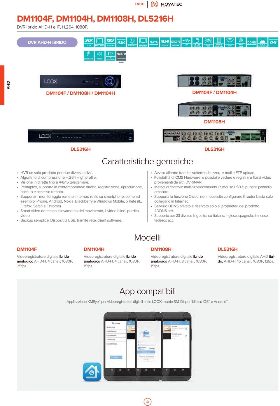 HVR un solo prodotto per due diversi utilizzi. Algoritmo di compressione H.264 High profile. Visione in diretta fino a 4/8/16 telecamere.