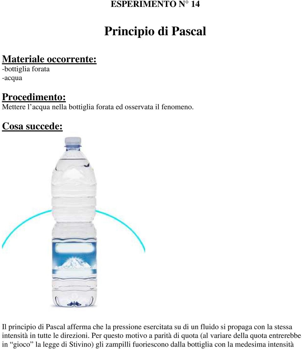 Il principio di Pascal afferma che la pressione esercitata su di un fluido si propaga con la stessa intensità in