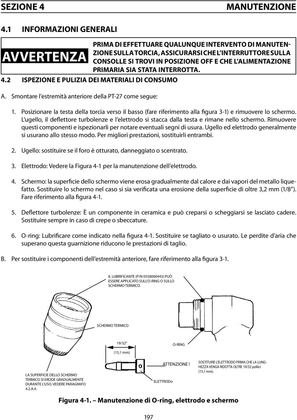 primaria sia stata interrotta. 4.2 ISPEZIONE E PULIZIA DEI MATERIALI DI CONSUMO A. Smontare l estremità anteriore della PT-27 come segue: 1.