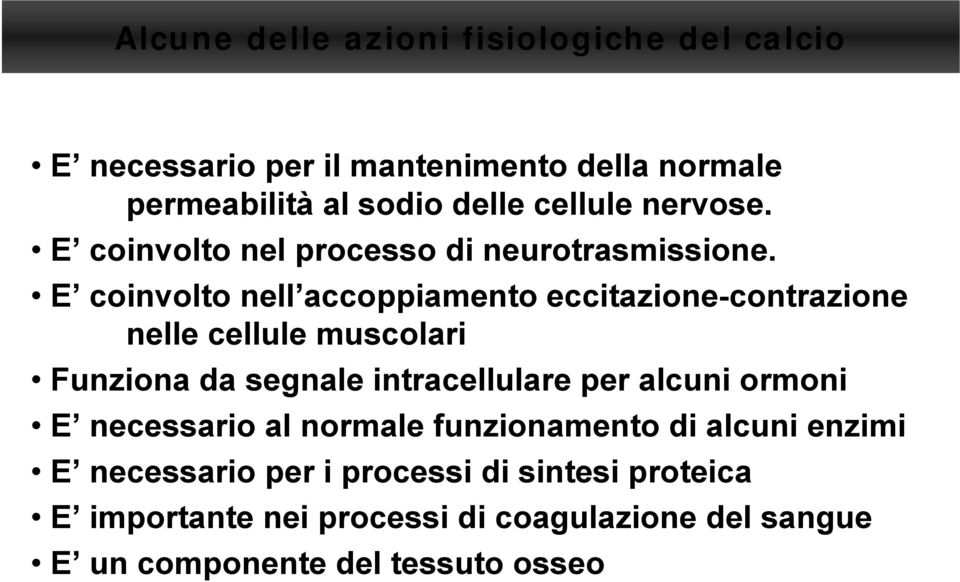 E coinvolto nell accoppiamento eccitazione-contrazione nelle cellule muscolari Funziona da segnale intracellulare per alcuni