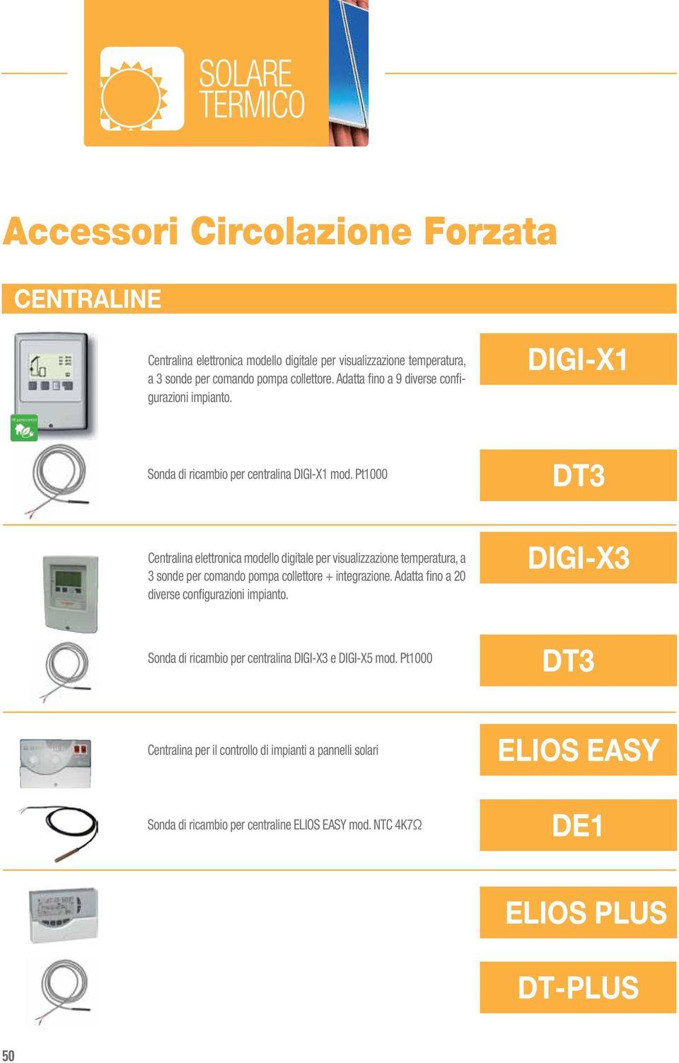 Pt1000 DT3 Centralina elettronica modello digitale per visualizzazione temperatura, a 3 sonde per comando pompa collettore + integrazione.