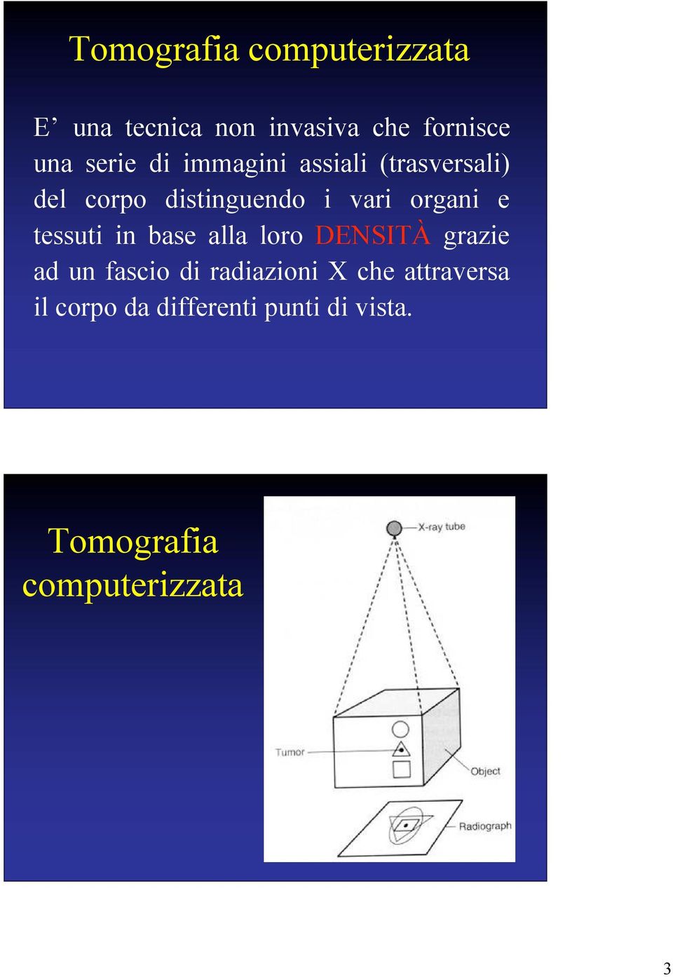 in base alla loro DENSITÀ grazie ad un fascio di radiazioni X che