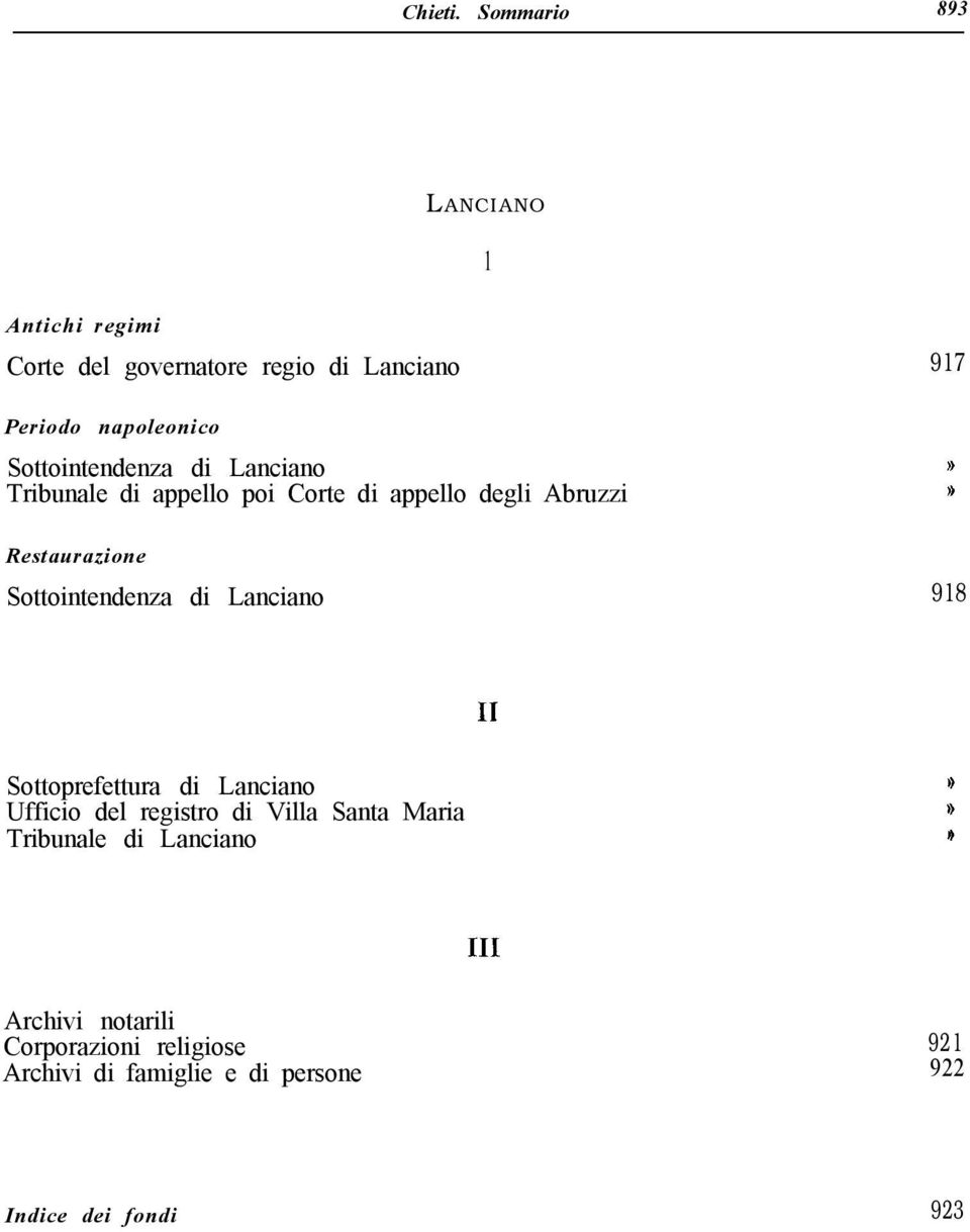 Sottointendenza di Lanciano Tribunale di appello poi Corte di appello degli Abruzzi Restaurazione