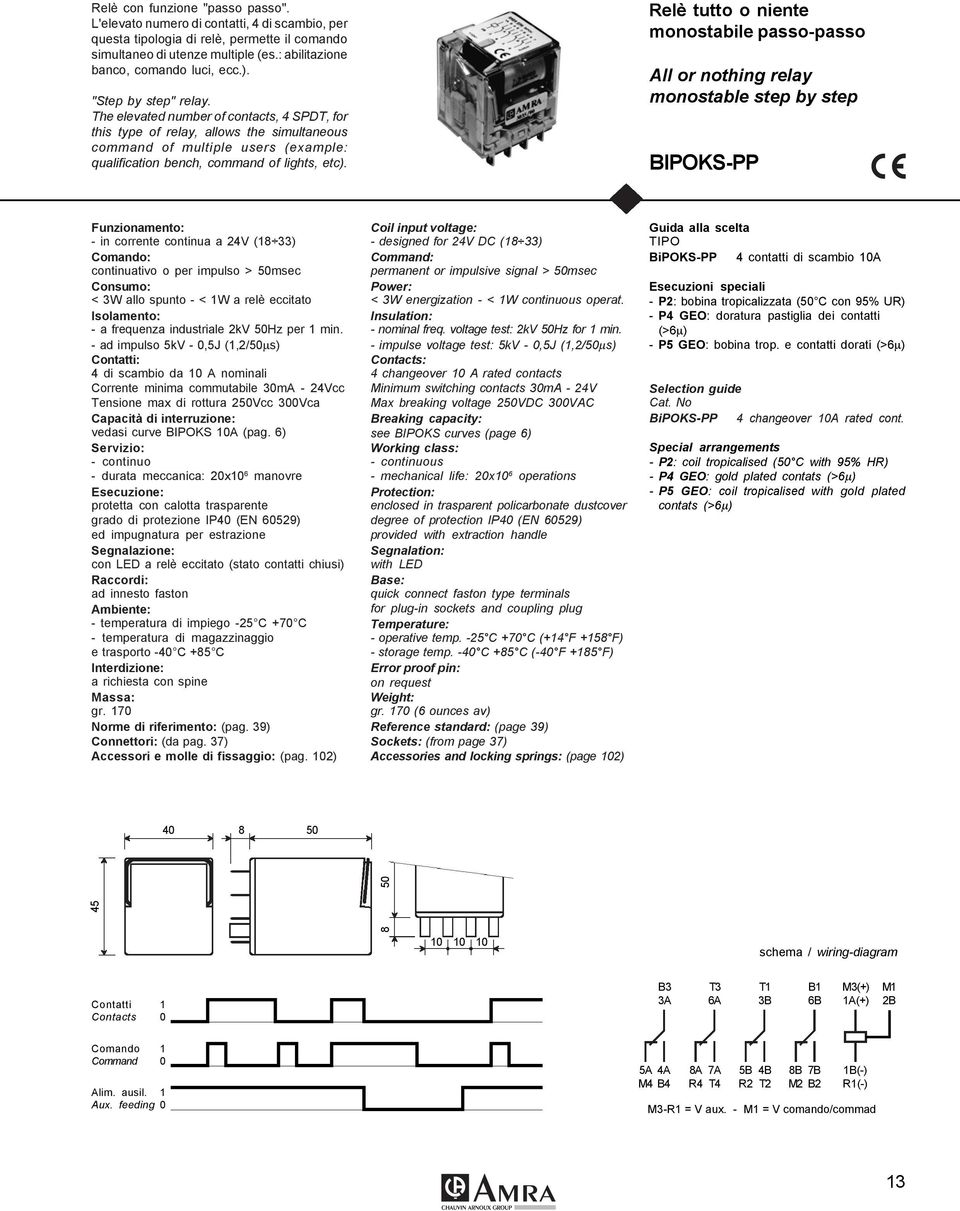 The elevated number of contacts, 4 SPDT, for this type of relay, allows the simultaneous command of multiple users (example: qualification bench, command of lights, etc).