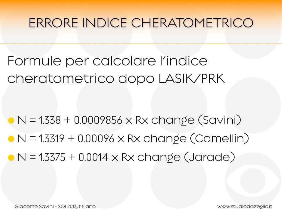 0009856 x Rx change (Savini) N = 1.3319 + 0.