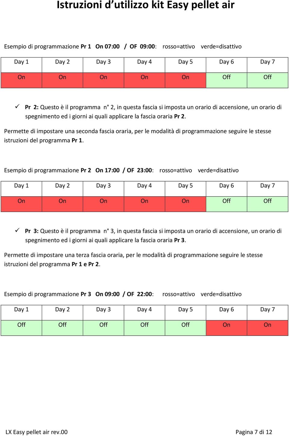 Permette di impostare una seconda fascia oraria, per le modalità di programmazione seguire le stesse istruzioni del programma Pr 1.