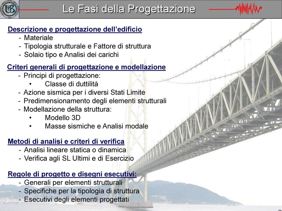 strutturali - Modellazione della struttura: Modello 3D Masse sismiche e Analisi modale Metodi di analisi e criteri di verifica - Analisi lineare statica o dinamica - Verifica