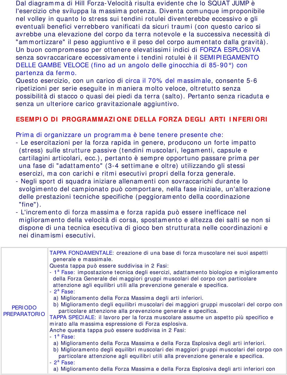 una elevazione del corpo da terra notevole e la successiva necessità di "ammortizzare" il peso aggiuntivo e il peso del corpo aumentato dalla gravità).