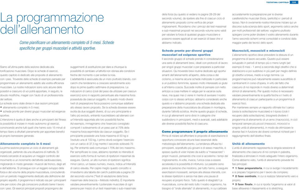 Troverete delle schede di esempio pensate per programmare un allenamento adatto alla vostra efficienza muscolare.