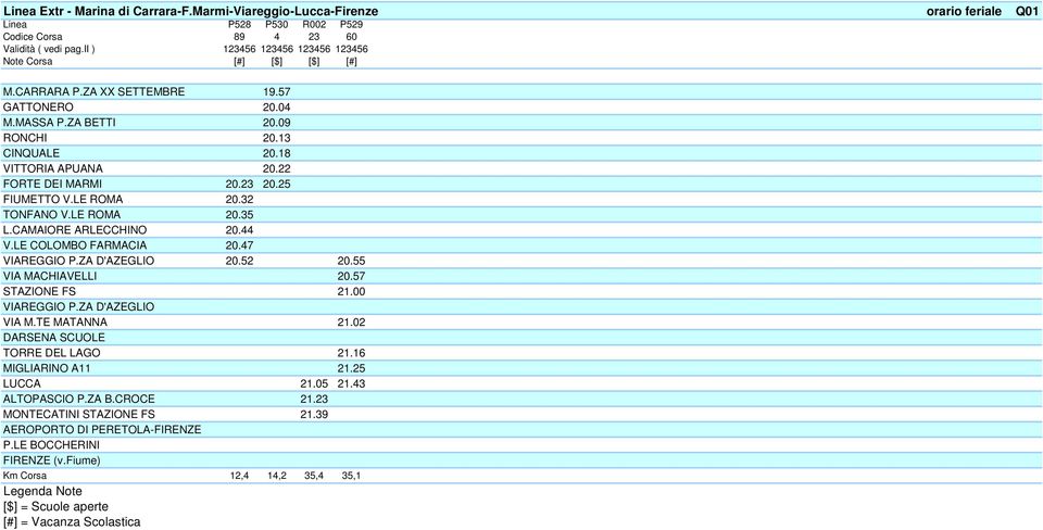 22 FORTE DEI MARMI 20.23 20.25 FIUMETTO V.LE ROMA 20.32 TONFANO V.LE ROMA 20.35 L.CAMAIORE ARLECCHINO 20.44 V.LE COLOMBO FARMACIA 20.47 VIAREGGIO P.ZA D'AZEGLIO 20.52 20.55 VIA MACHIAVELLI 20.