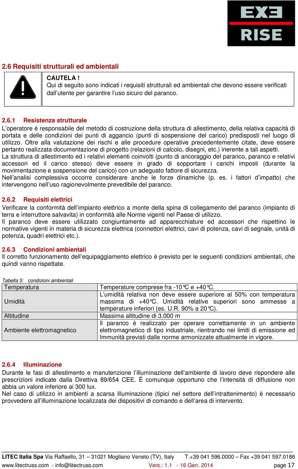 sospensione del carico) predisposti nel luogo di utilizzo.