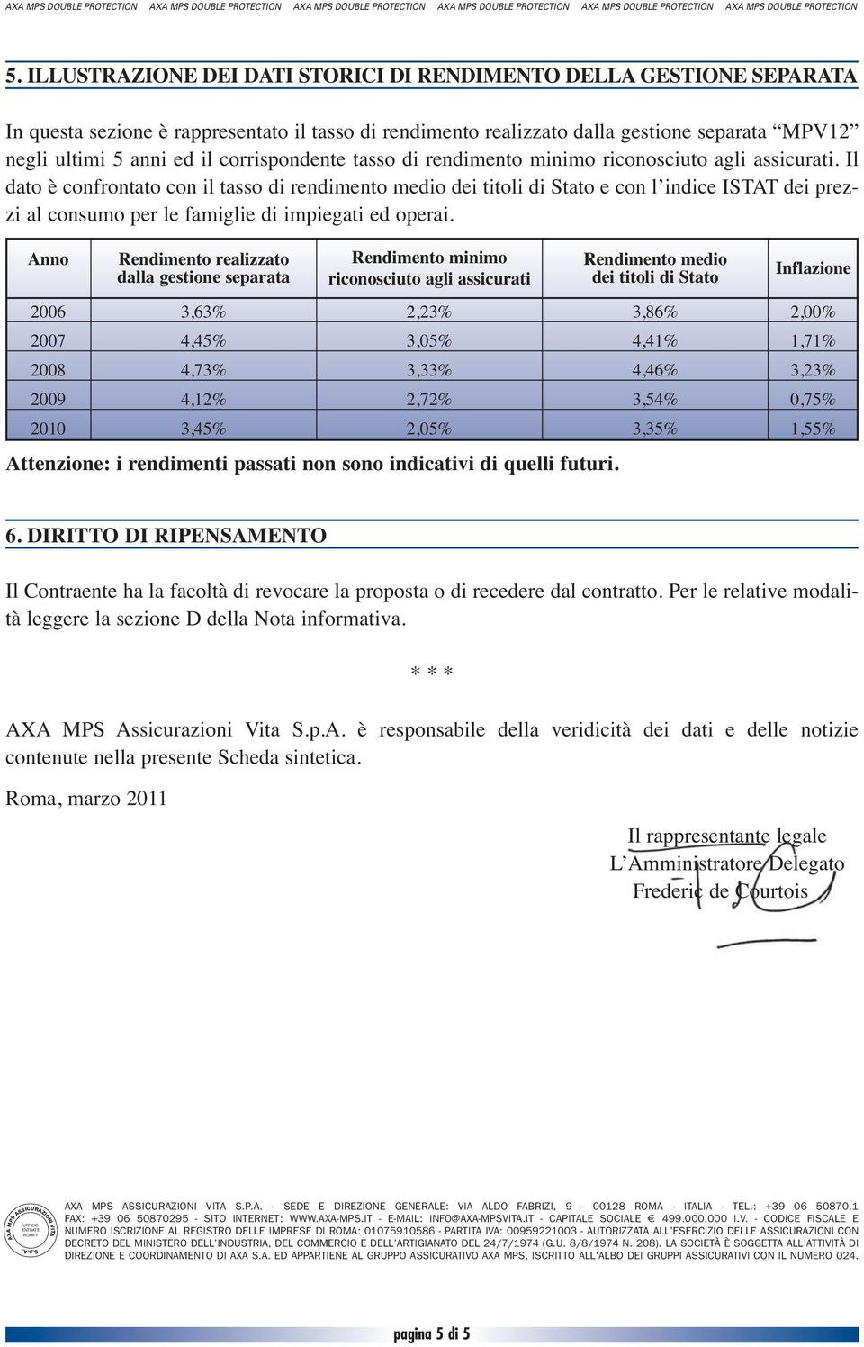 corrispondente tasso di rendimento minimo riconosciuto agli assicurati.