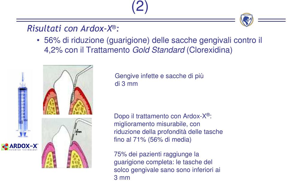 Ardox-X : miglioramento misurabile, con riduzione della profondità delle tasche fino al 71% (56% di