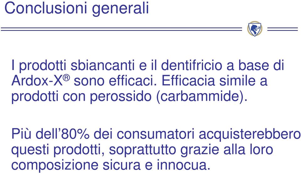 Efficacia simile a prodotti con perossido (carbammide).