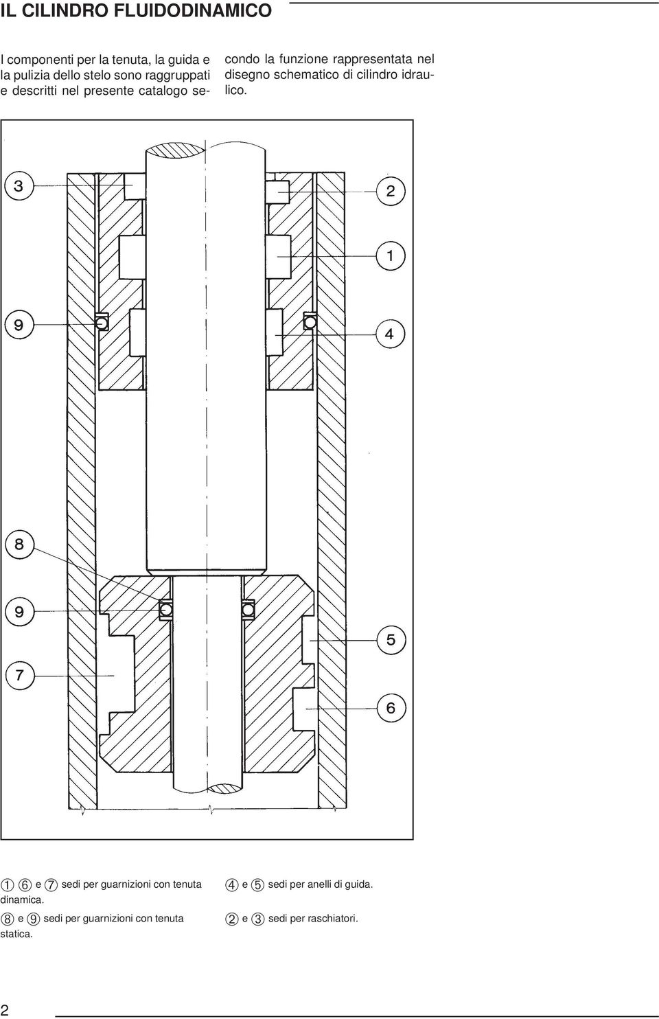 schematico di cilindro idraulico. ➀➅ e ➆ dinamica.