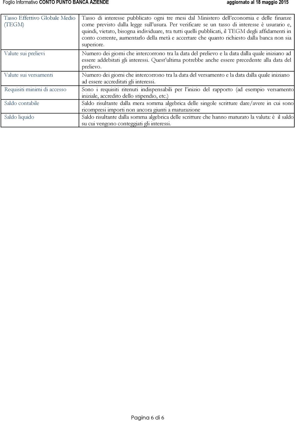 Per verificare se un tasso di interesse è usurario e, quindi, vietato, bisogna individuare, tra tutti quelli pubblicati, il TEGM degli affidamenti in conto corrente, aumentarlo della metà e accertare