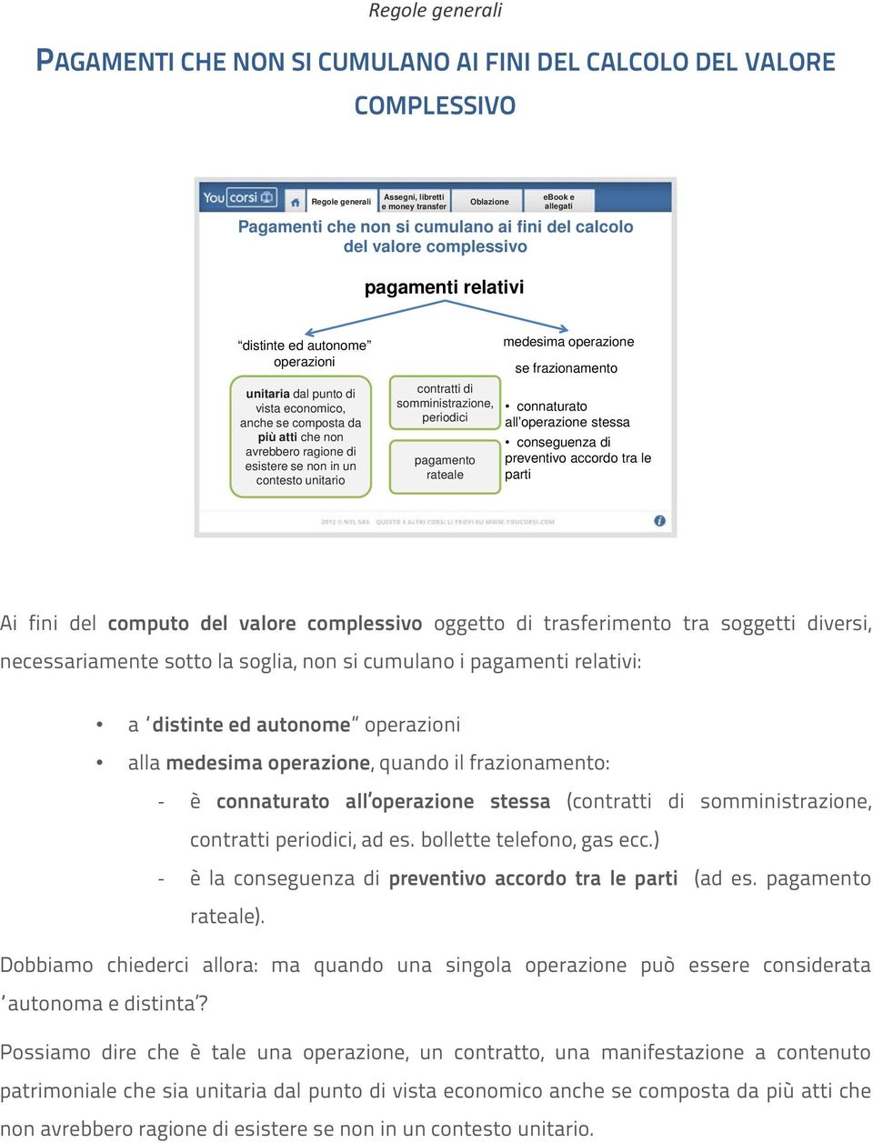 se non in un contesto unitario contratti di somministrazione, periodici pagamento rateale medesima operazione se frazionamento connaturato all operazione stessa conseguenza di preventivo accordo tra