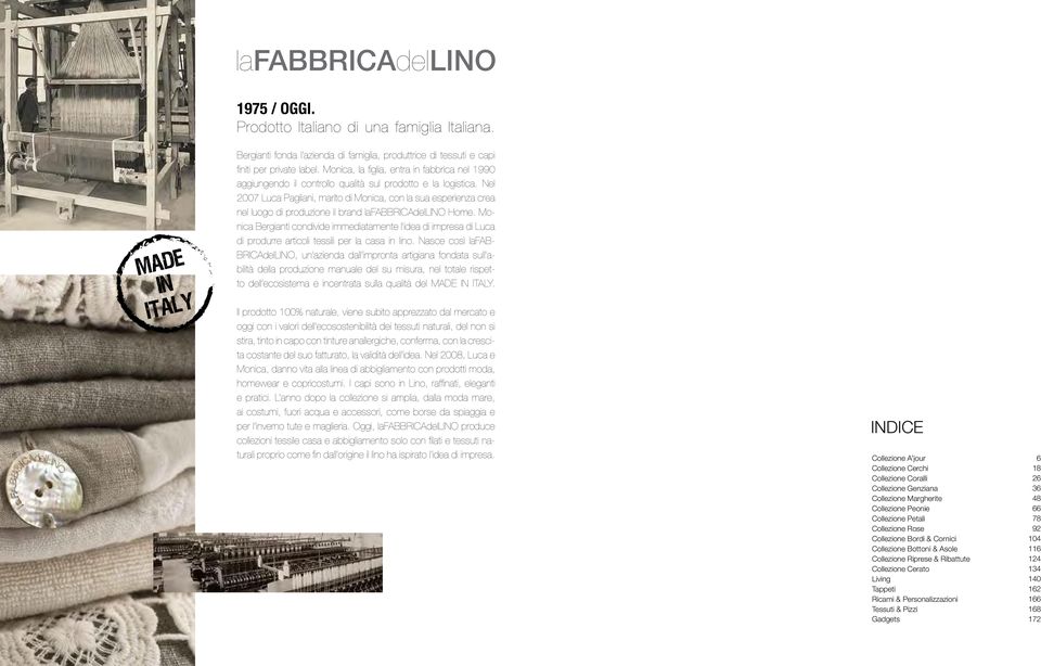 Nel 2007 Luca Pagliani, marito di Monica, con la sua esperienza crea nel luogo di produzione il brand lafabbricadellino Home.