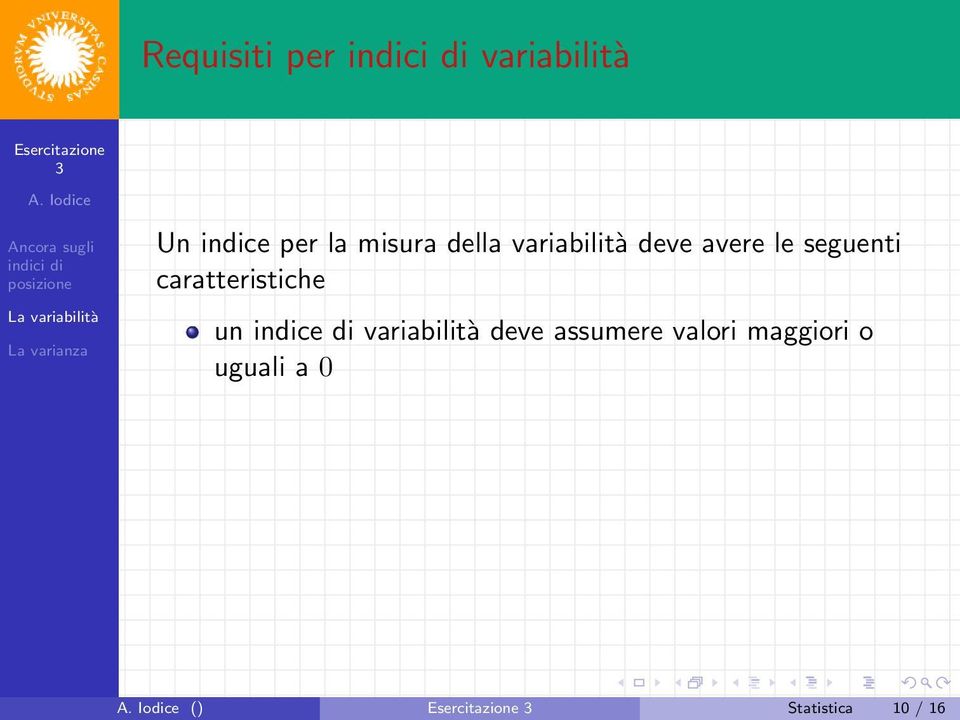 caratteristiche un indice di variabilità deve