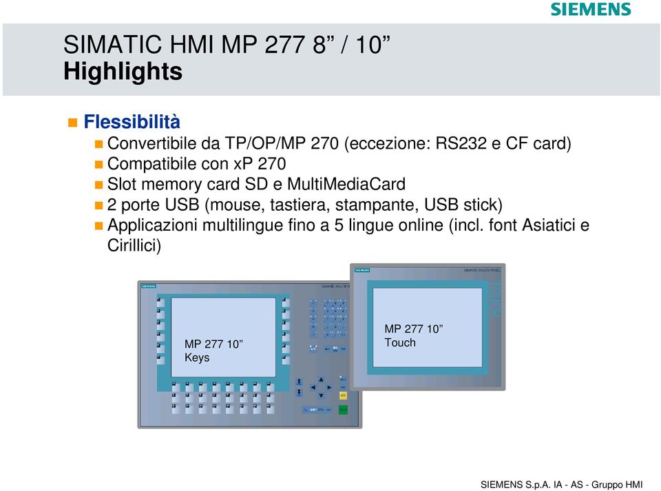 MultiMediaCard 2 porte USB (mouse, tastiera, stampante, USB stick) Applicazioni