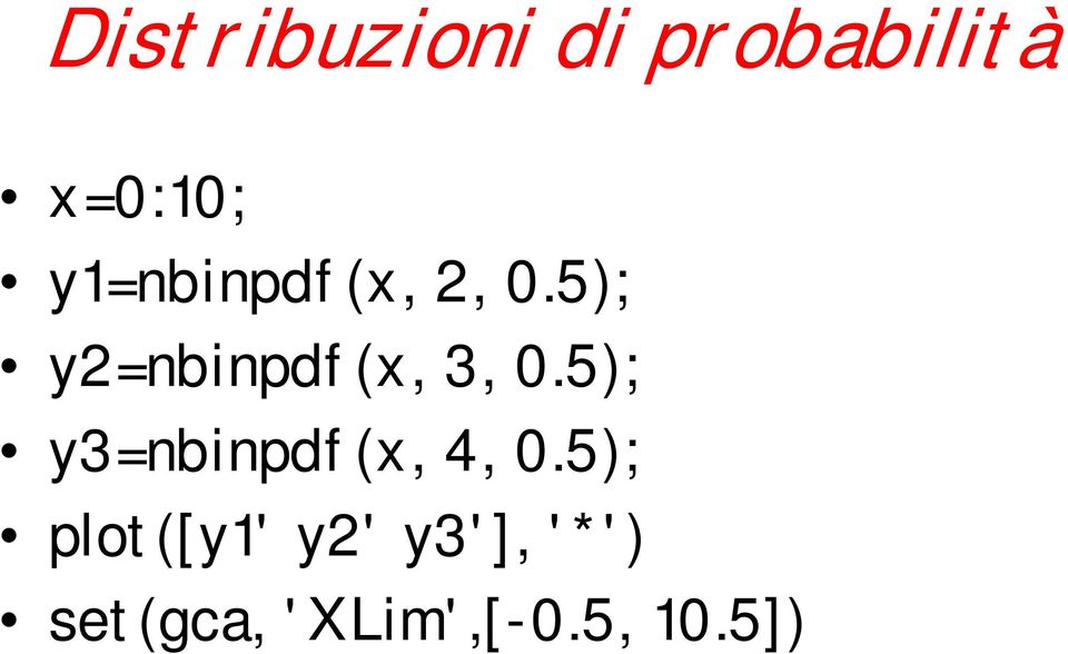 5); y2=nbinpdf(x, 3, 0.