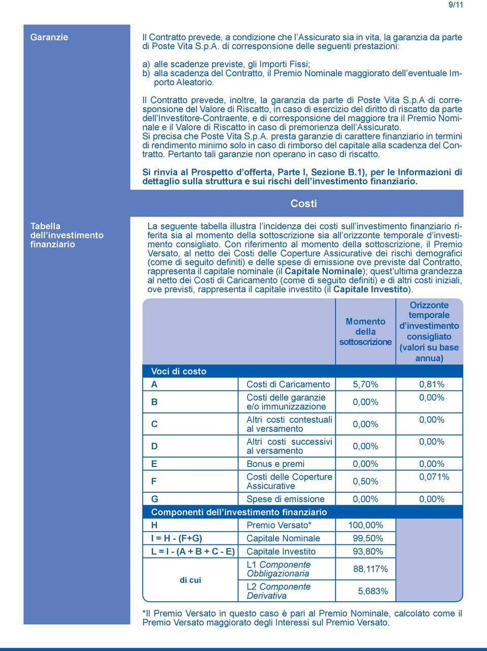 di corresponsione delle seguenti prestazioni: a) alle scadenze previste, gli Importi Fissi; b) alla scadenza del Contratto, il Premio Nominale maggiorato dell eventuale Importo Aleatorio.