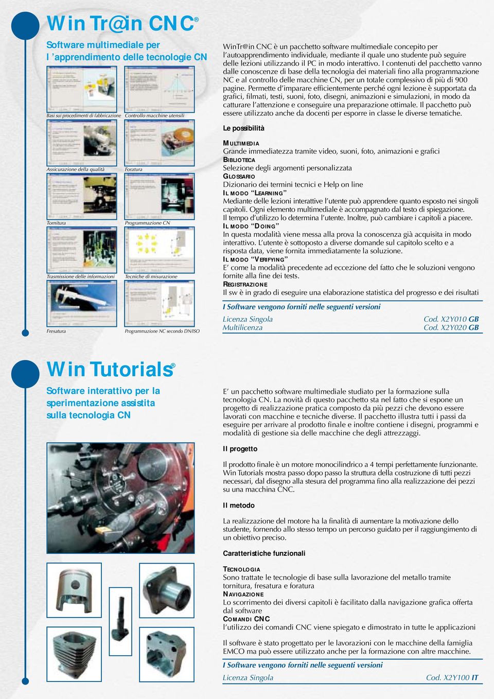 I contenuti del pacchetto vanno dalle conoscenze di base della tecnologia dei materiali fino alla programmazione NC e al controllo delle macchine CN, per un totale complessivo di più di 900 pagine.