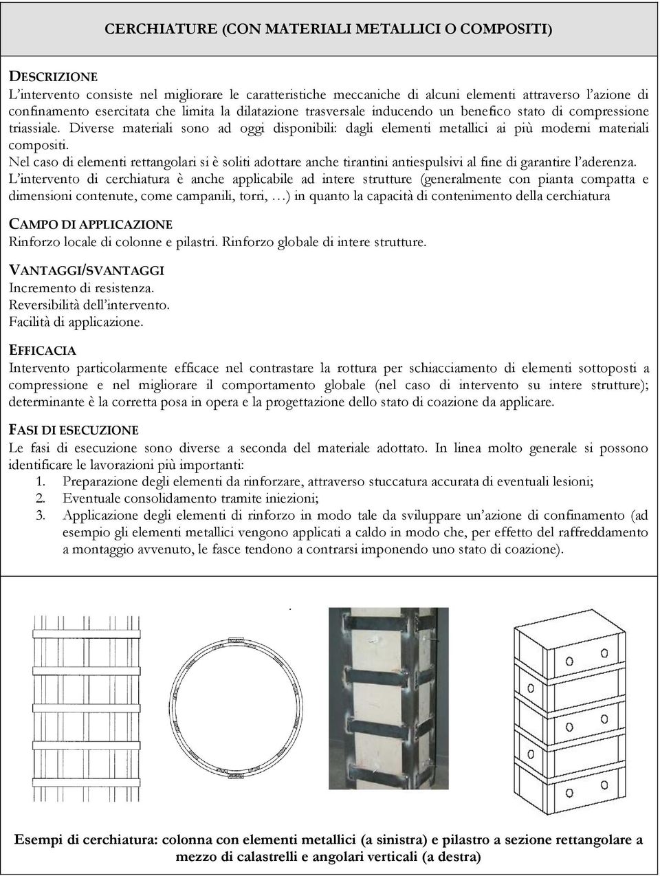 Nel caso di elementi rettangolari si è soliti adottare anche tirantini antiespulsivi al fine di garantire l aderenza.