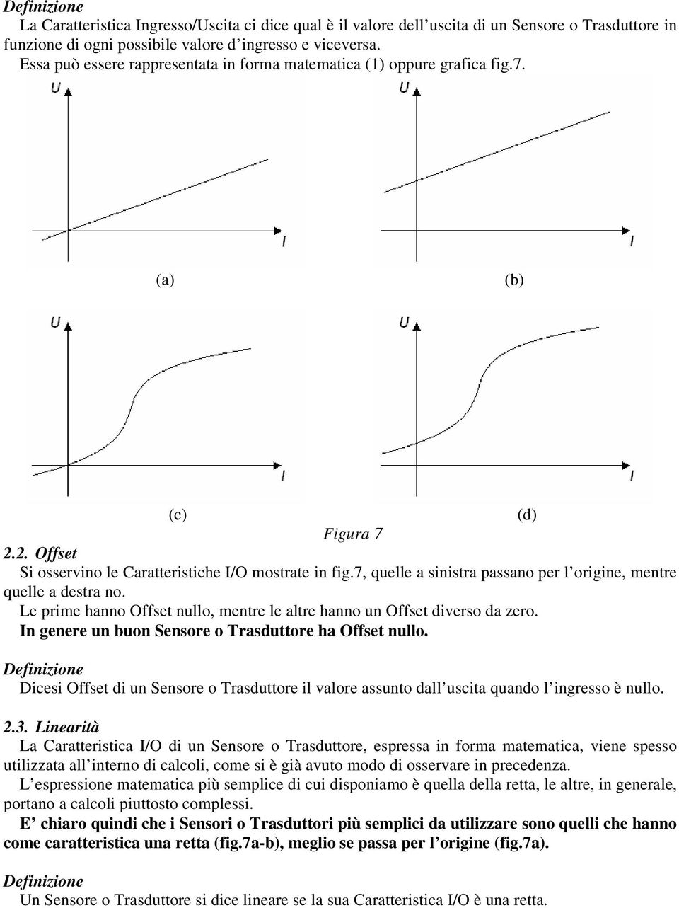 7, quelle a sinistra passano per l origine, mentre quelle a destra no. Le prime hanno Offset nullo, mentre le altre hanno un Offset diverso da zero.