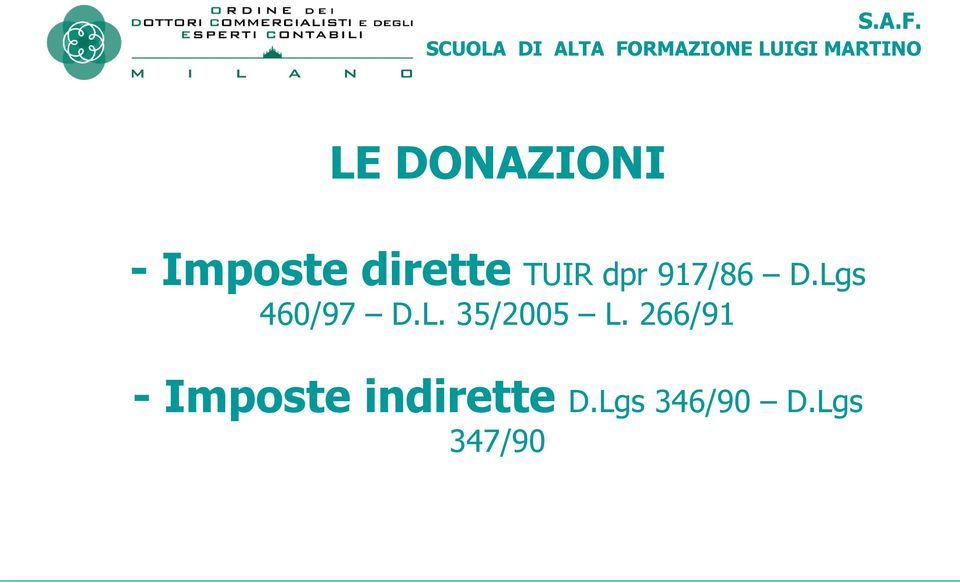 DONAZIONI - Imposte dirette TUIR dpr 917/86
