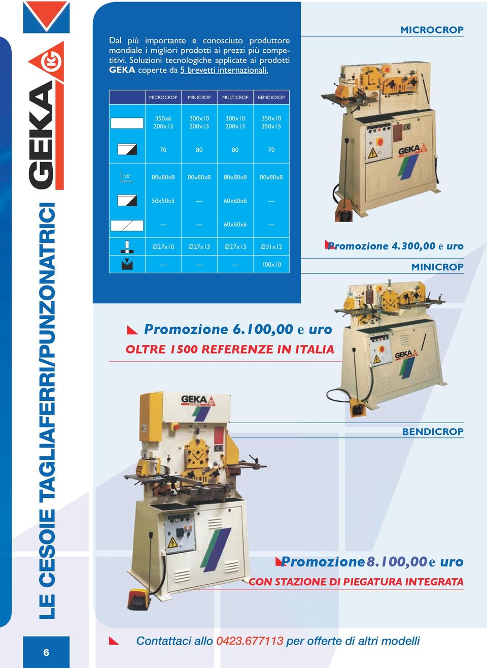 MICROCROP MICROCROP MINICROP MULTICROP BENDICROP 350x6 200x13 300x10 200x13 300x10 200x13 350x10 350x15 70 80 80 70 90 80x80x8 80x80x8