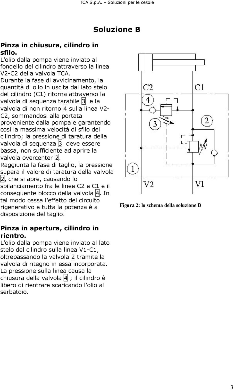 sommandosi alla portata proveniente dalla pompa e garantendo così la massima velocità di sfilo del cilindro; la pressione di taratura della valvola di sequenza 3 deve essere bassa, non sufficiente ad