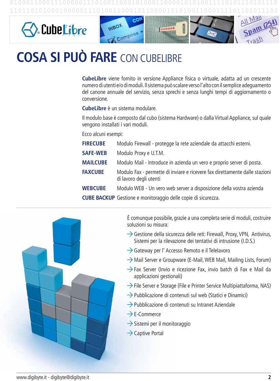 Il modulo base è composto dal cubo (sistema Hardware) o dalla Virtual Appliance, sul quale vengono installati i vari moduli.